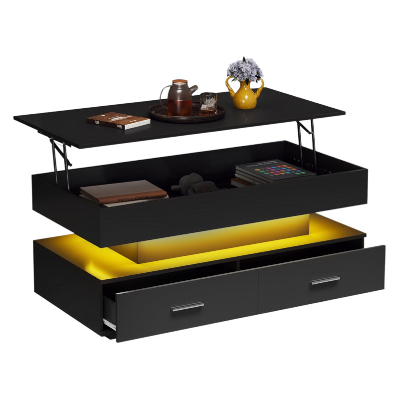 Davanie Solid Coffee Table with Storage, Black