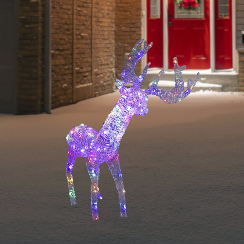 Décoration de Noël extérieure en forme de renne en acrylique à DEL de qualité commerciale 46,5 po