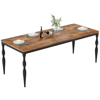 Table de salle à manger 6, meubles de table de cuisine de style Mid-Century avec pieds en métal robustes