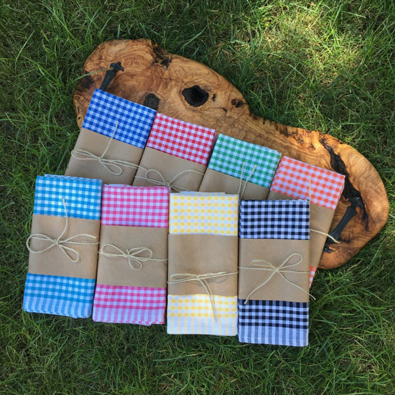 Premium Hand Towel Set (8 Pieces), Checkered Pattern, 17.7 x 25.6 inches | 85% Cotton / 15% Polyester, 7.9 oz/sq ft | Soft, Absorbent, and Machine Washable for Everyday Use | Perfect for Home, Gym, or Spa