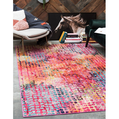 Tapis fuchsia à motif géométrique Patrocinia