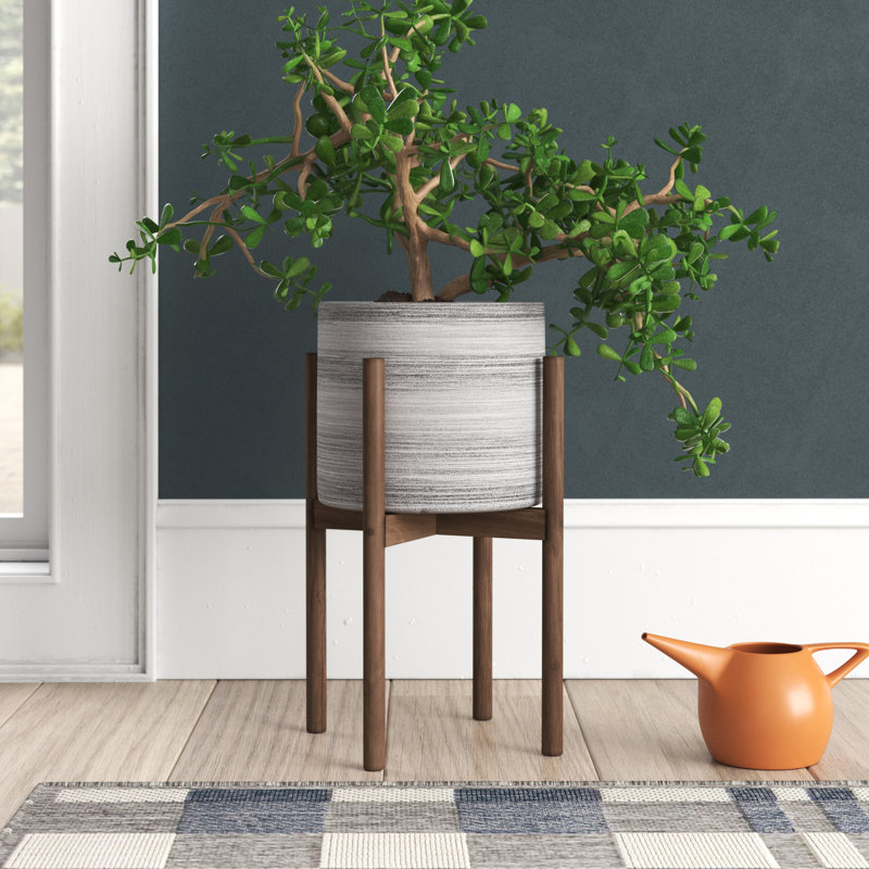 Jardinière Isabelle, 17" H x 12.5" W x 12.5" D, Gray/Dark Walnut