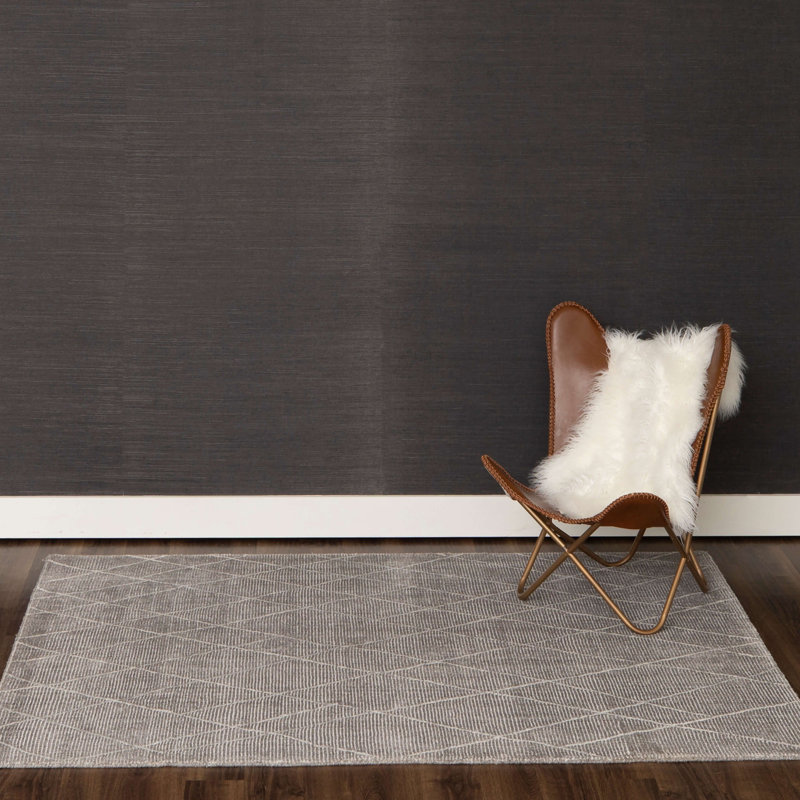 Taupe Abstract Handmade Wool and Viscose 4' x 6' Area Rug