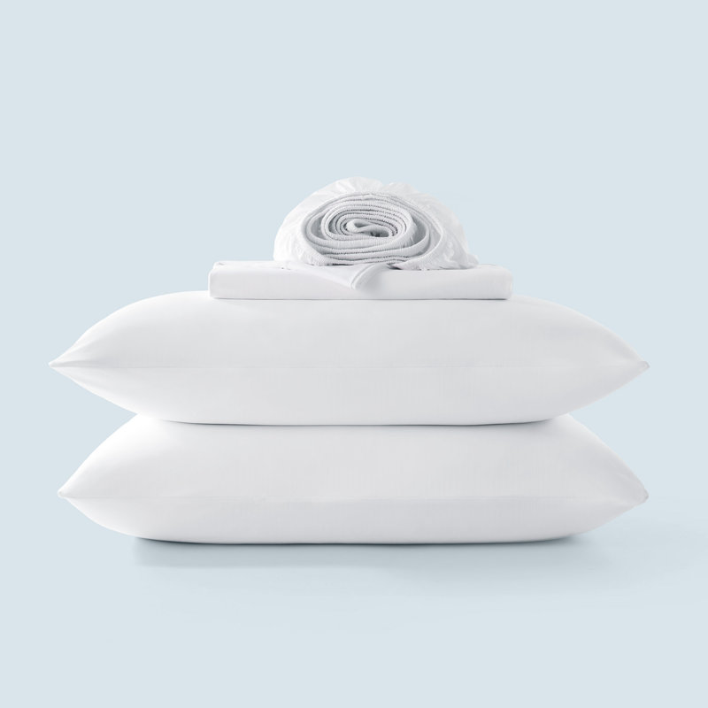 Sleep Zone Cooling Sheet Set, White, Full Sheet Set with 2 Pillowcases