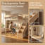 Lit mezzanine en métal avec bureau intégré AVELOR, lumières DEL, escalier de rangement et panneau perforé pour enfants-2107045385-2107045387