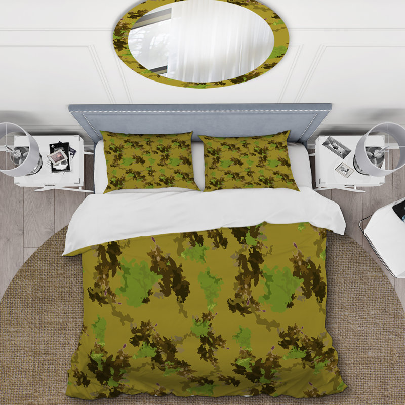 Ensemble de housse de couette en microfibre vert / brun 3 pièces
