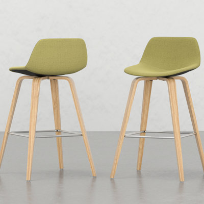 2 tabourets de bar / de comptoir - revêtement, structure, noyau en contreplaqué, option de sièges polyvalents de fabrication Mid-Century moderne (2)