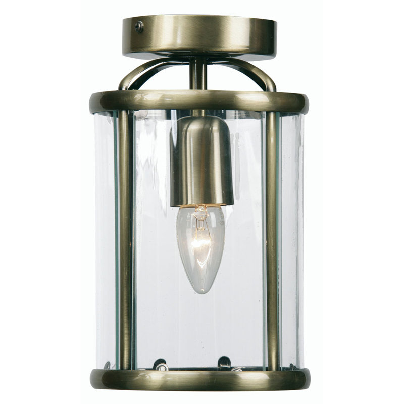 Fern Glass Semi Flush Mount, Antique Chrome