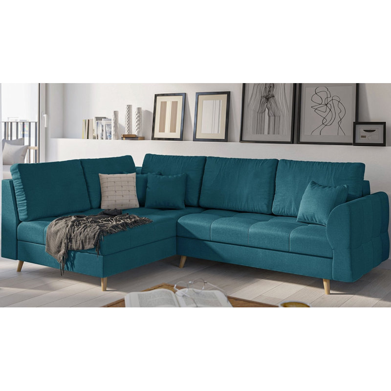 Scandinavian Corner Sofa, Left Hand Facing, Blue
