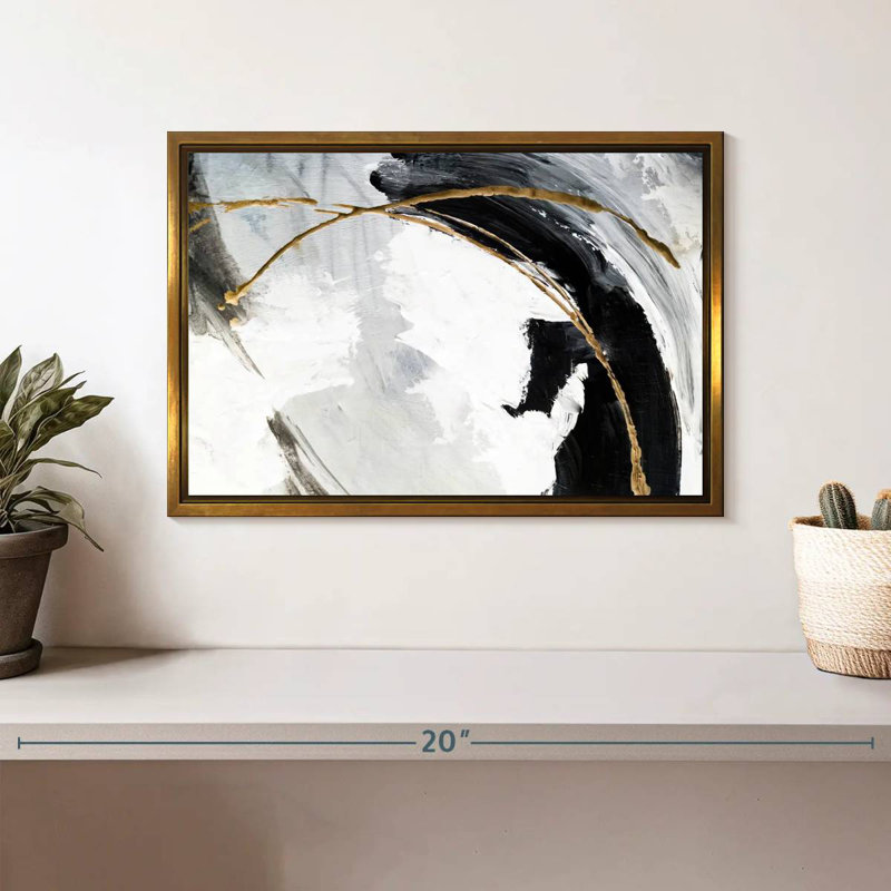 Noir, blanc et or Arciniega, Cadre flottant doré, 13 po x 9 po