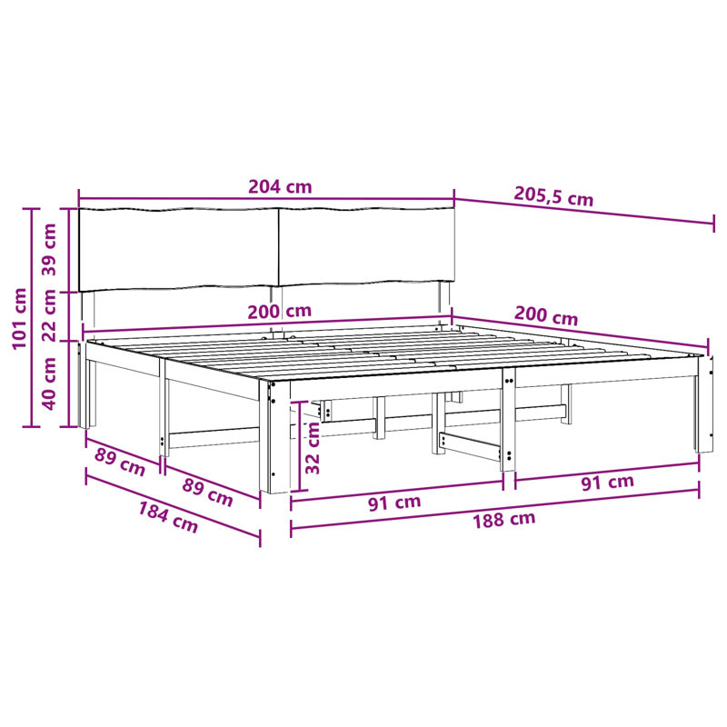 Solid Wood Bed Frame, Single (3'), Natural