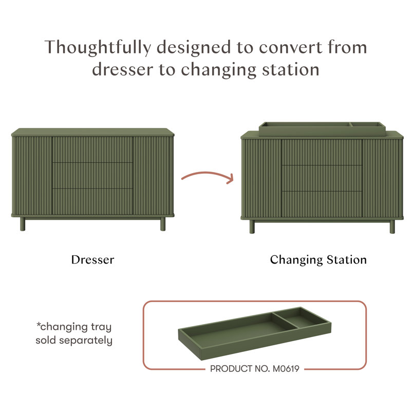 Pogo Tambour Assembled Dresser, Olive
