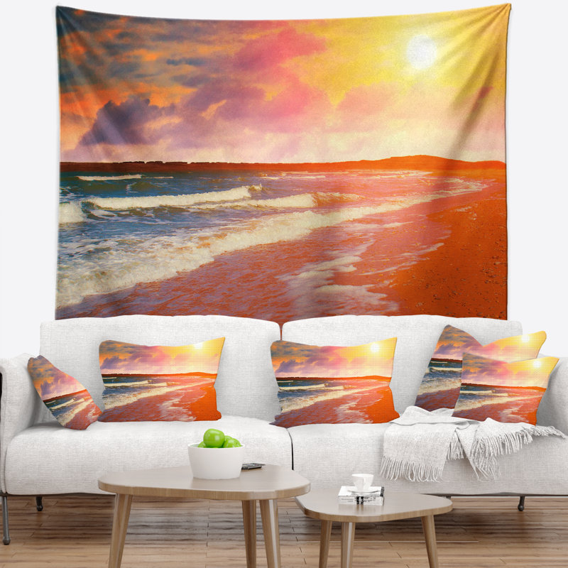 Tapisserie Desert Beach au coucher du soleil, H 50 po x l 60 po