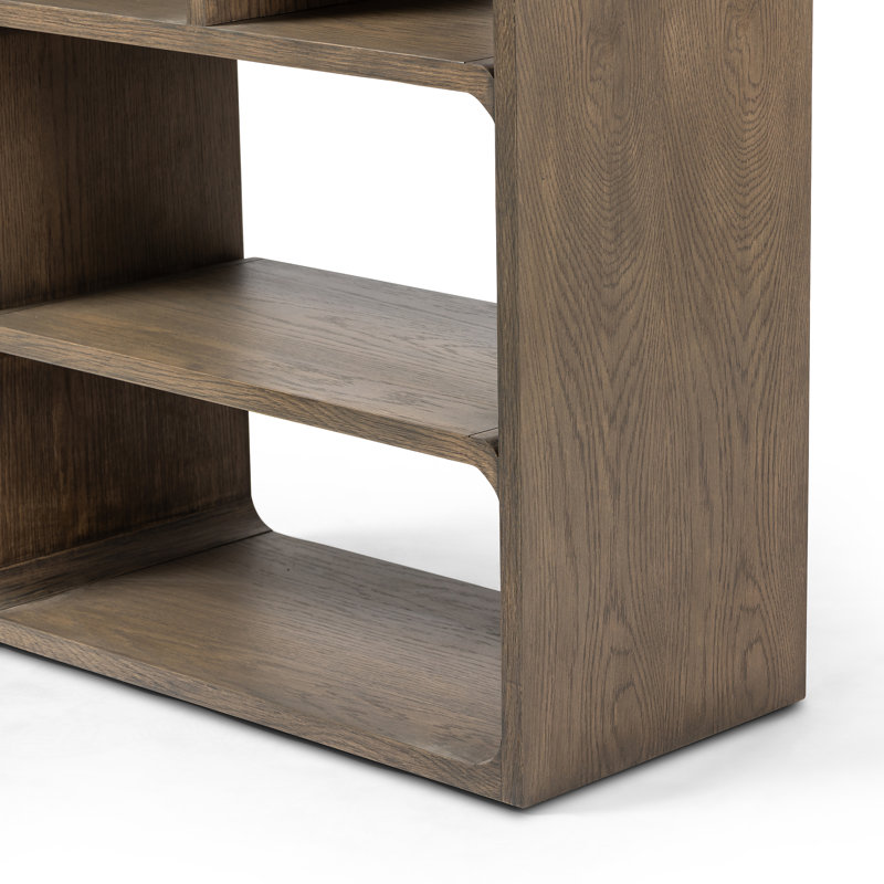 Risa Geometric Bookcase, Rustic Gray