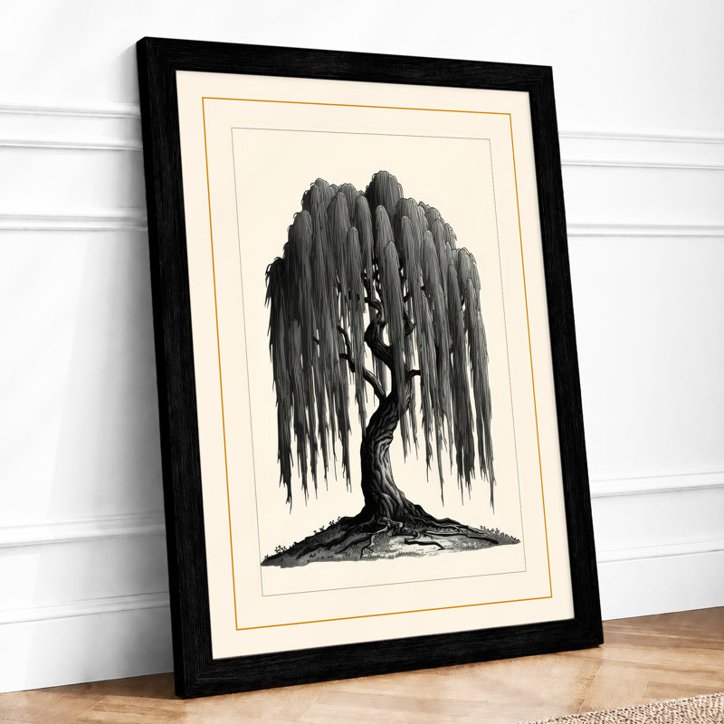 Weeping Willow Botanical - Framed Print, Black, A3 - 42.0 x 29.7 cm