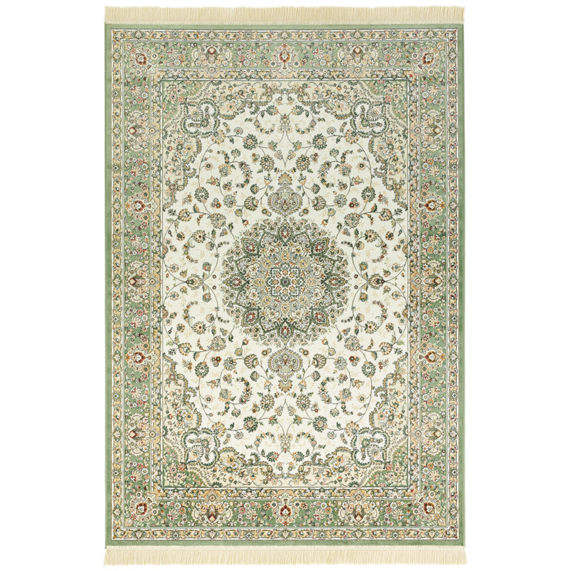 Antik Nain Tufted Cream/Green Rug, Rectangle 195 x 300cm