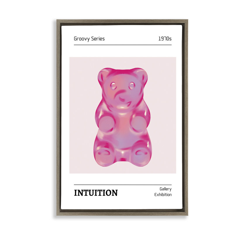 Cadre flottant Intuition phrase Candy Bear, design par LSR Design Studio, Cadre flottant orme Montalcino, H 25 po x l 17 po