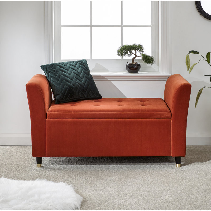 Abbingt Upholstered Storage Bench, Russet