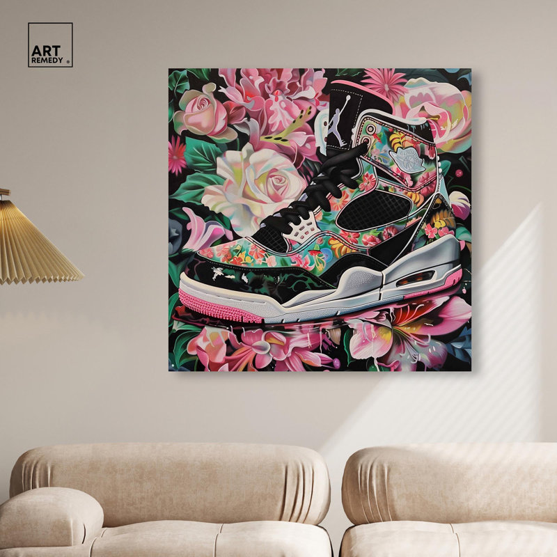 Art mural caché en toile Sneaker, H 20 po x l 20 po, Peinture sans cadre, Toile tendue