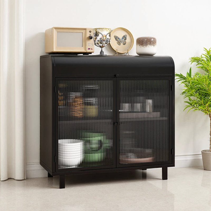 Buffet moderne avec portes en verre trempé figuré Modern