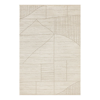 Mervela Abstract Lines Area Rug, Ivory