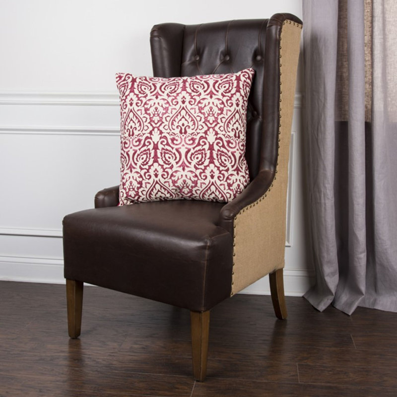 Coussin décoratif en coton 22 po or et blanc, Rouge