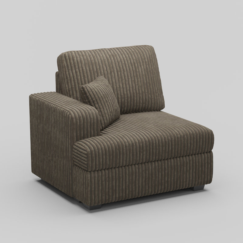Bianca Left Seat Of The Plush Corduroy Modular Sofa, Brown Corduroy