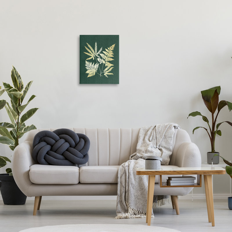 Art mural sur toile feuilles de fougère dorées par JJ Design House LLC, H 20 po x l 16 po