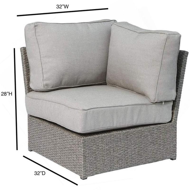 Chaise de coin de coin avec coussins Shick, Gris