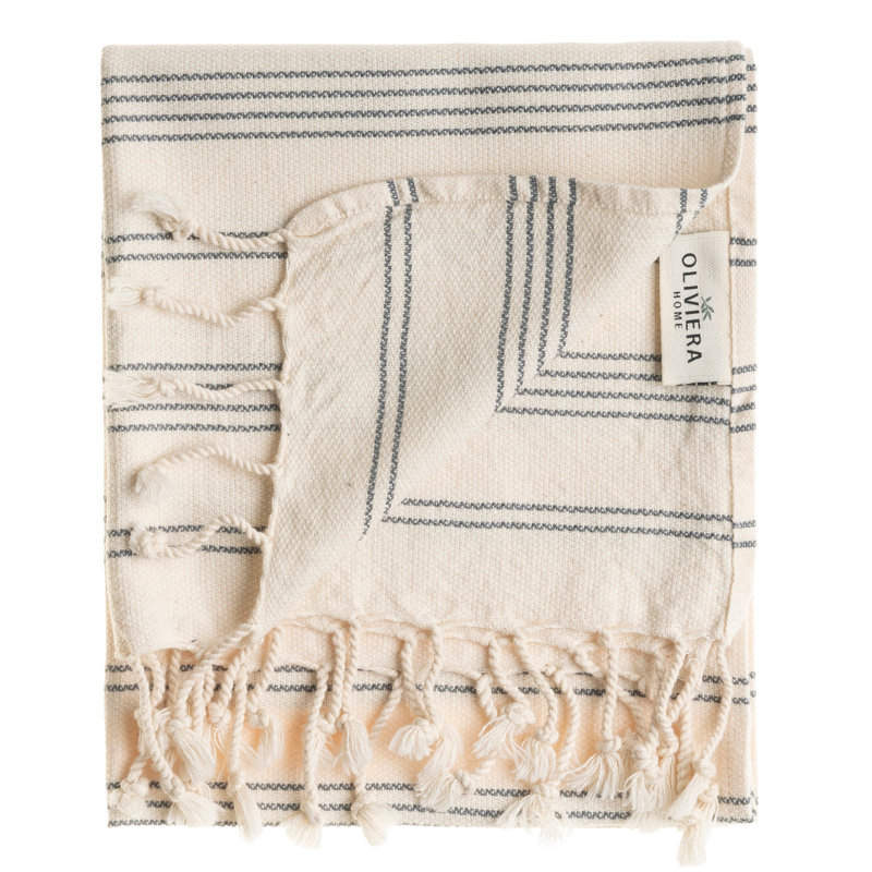 Ensemble de serviettes en coton à rayures Heritage, Gris