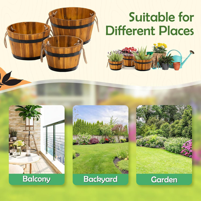 Sandhu Wood Planter Box, Light Cherry