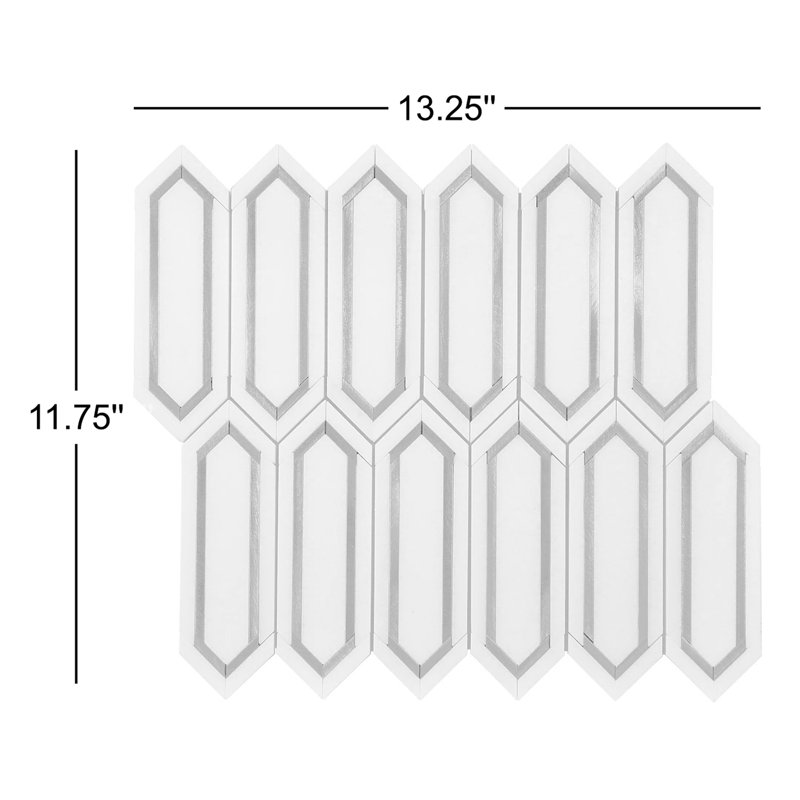 Thassos White and Gold Metal Wall Mosaic Tiles