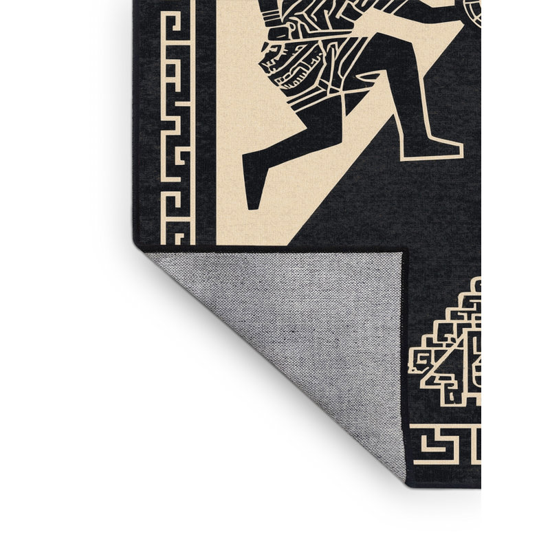 Tapis noir d'inspiration mondiale lavable à la machine Zack, 8 x 12