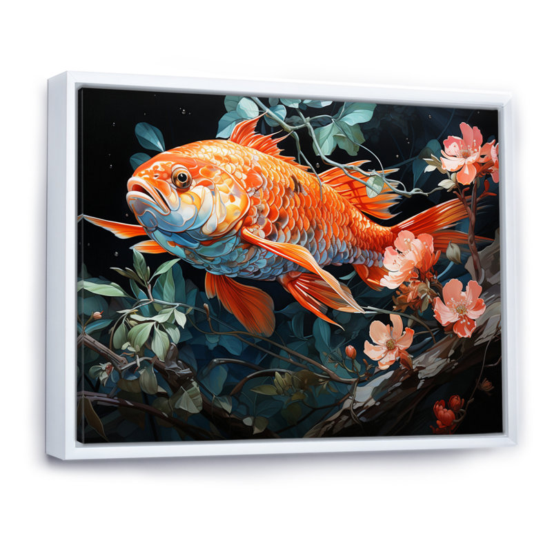 " Fishing Harmonious Hues II ", White Floater Framed, 24" H x 32" W x 1" D