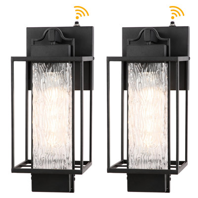 Tiernan Matte Black 2 - Bulb 33.8cm H Outdoor Wall Lantern with Dusk to Dawn