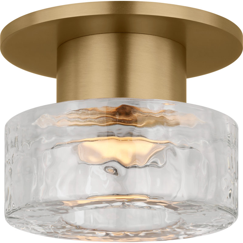Chapman and Myers Rustic Holsted Flush Mount Light, Estate Brass