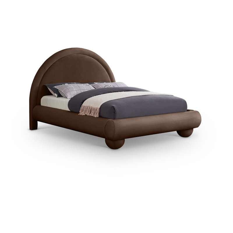 Madrid Velvet Bed, Full / Double, Brown Velvet