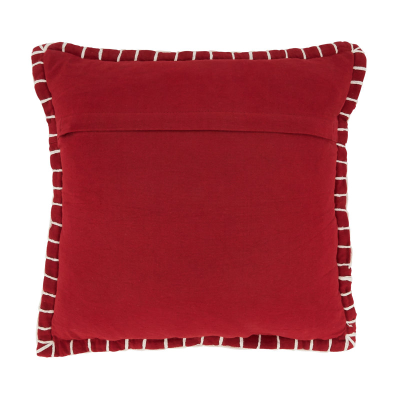 Red Cotton Chunky Whip Stitch Euro Pillow Cover