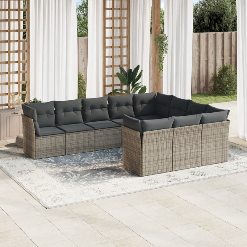 Ensemble de canapé de jardin Vidaxl Gris, gris foncé