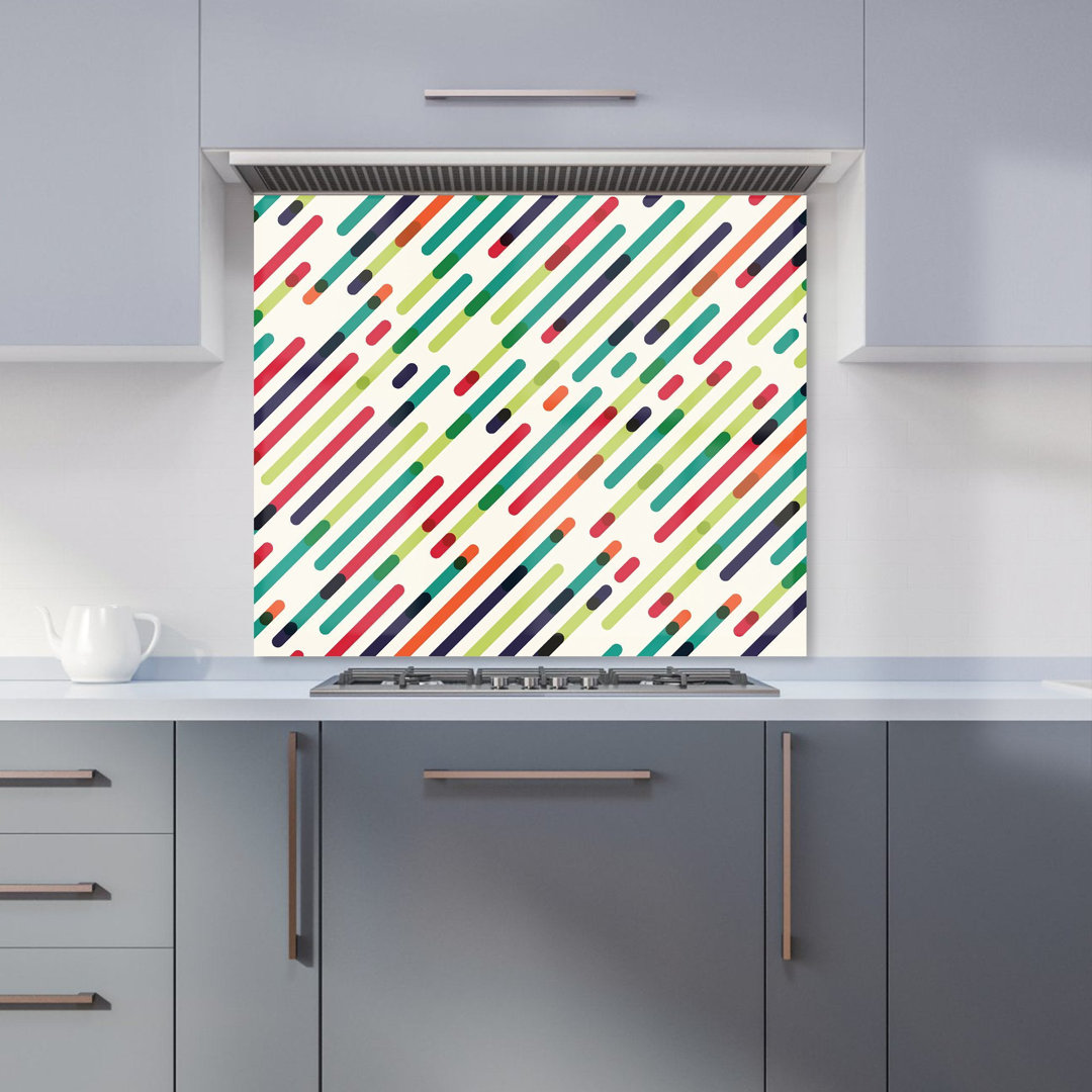Coloured Diagonal Abstract Pattern Premium Glass Kitchen Splashback W600mm x H750mm