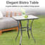 Table de salle à manger carrée de 27 po pour l'extérieur - Base en acier avec surface en verre trempé convenant à un cadre de jardin en métal noir pour un assemblage facile