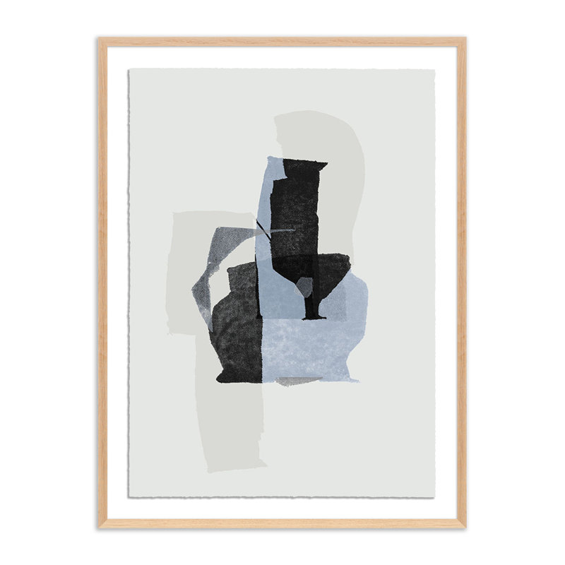 Monoprint 2 (Color Edit) Painting by Fox Studios, Rustic Walnut Framed, 32" H x 24" W x 1.5" D