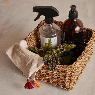 Panier carré tissé en ruppie naturelle Kiara
