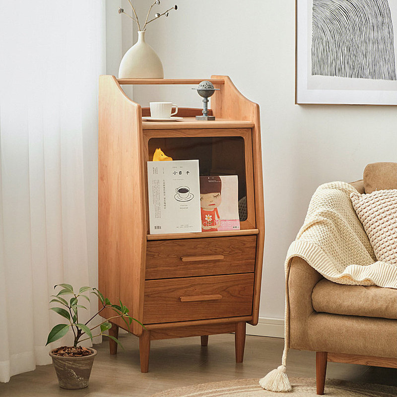 Petite armoire de rangement en verre, Brun