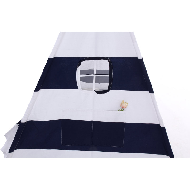 Blue Elephant 121.92cm W x 121.92cm D Indoor Canvas Triangular Play Tent, Blue/White