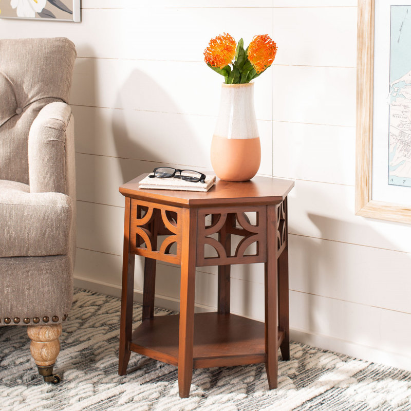 Shirlee Solid Wood End Table, Brown