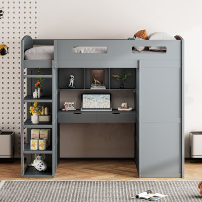 Lit mezzanine avec bureau intégré et options de rangement - Transformez votre chambre à coucher en un espace pratique