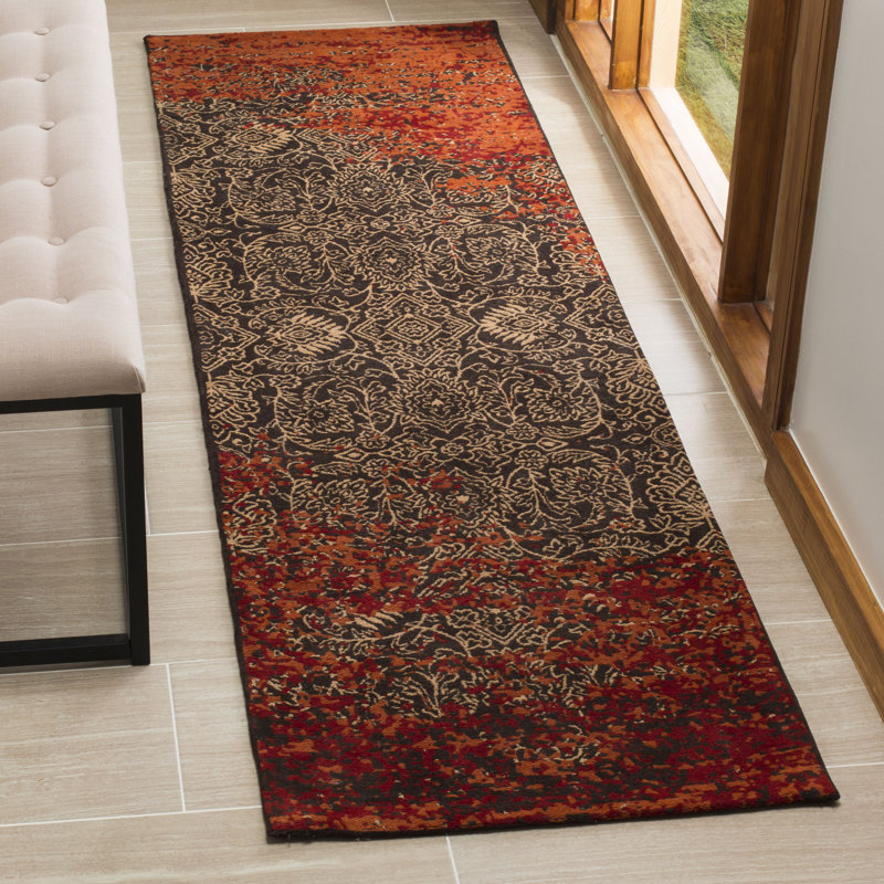 Tapis abstrait rouille / brun Anwick, Tapis de couloir 2 pi 3 po x 8 pi