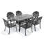 7 pièces en fonte d'aluminium, structure noire, coussins bleus, fonte traditionnelle, design exquis, protection, espace