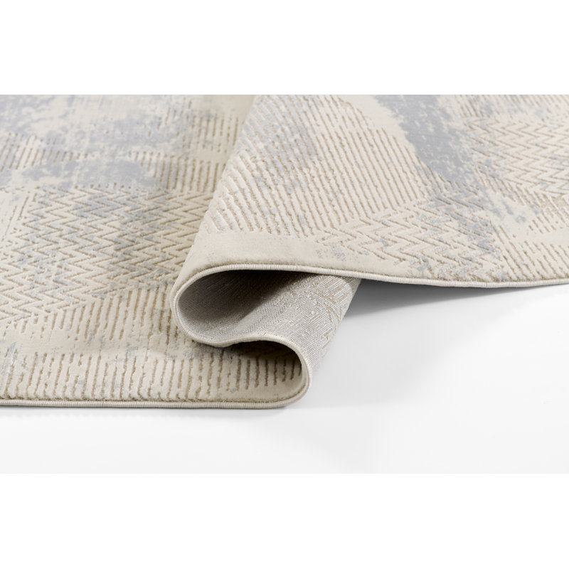 Erla Polyester Blend Abstract Light Blue Area Rug 2' X 3', 2' X 3'
